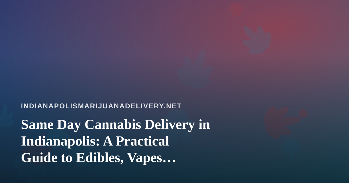 Same Day Cannabis Delivery in Indianapolis: A Practical Guide to Edibles, Vapes, Prerolls, Flower, and Concentrates